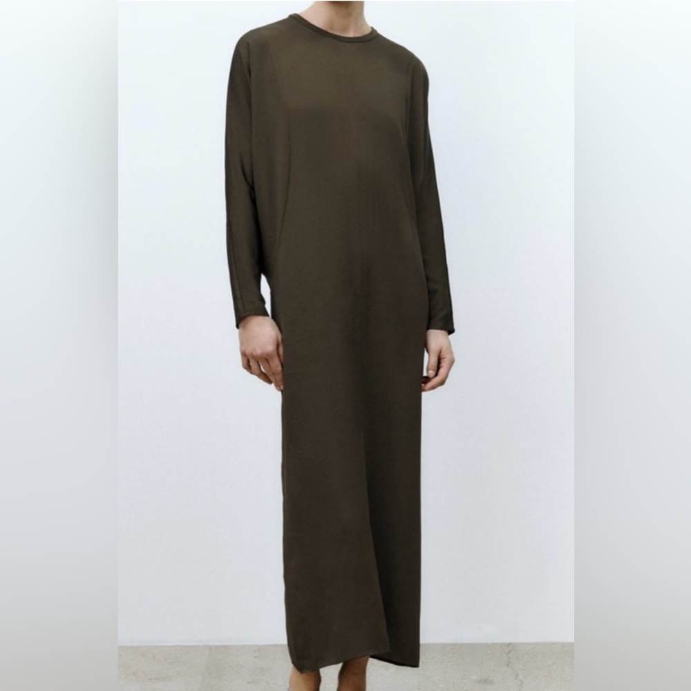 Zara women khaki midi dress